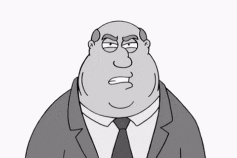 a cartoon man in a suit and tie says " vote "