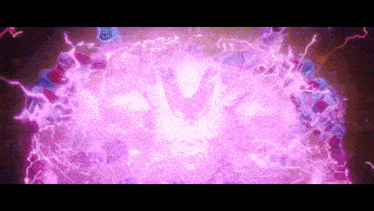 a purple lightning bolt is coming out of a person 's chest