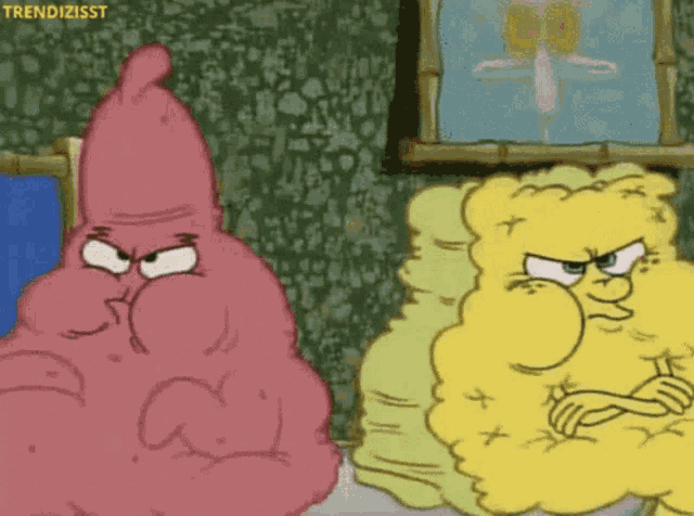patrick and spongebob are sitting next to each other