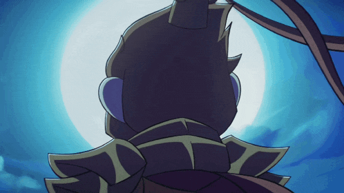 a cartoon character is standing in front of a moon