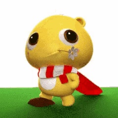 a cartoon character wearing a scarf and cape