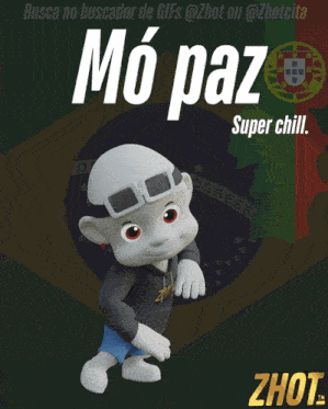 a cartoon character with the word mo paz super chill