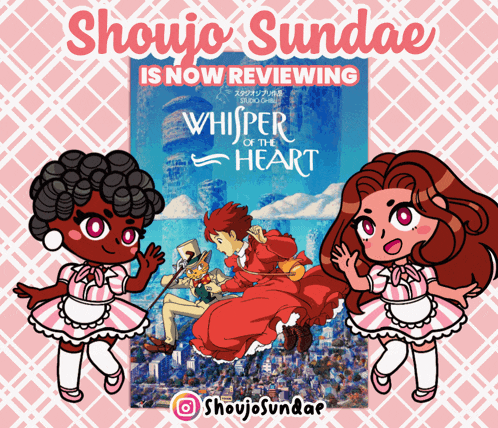 a poster advertising shoujo sundae is now reviewing the whisper of the heart