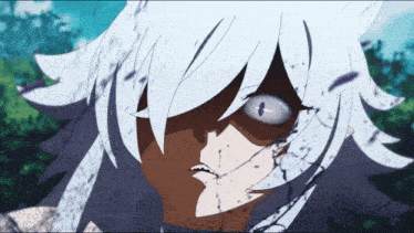 a close up of a person 's face with blood coming out of it