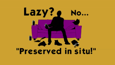 a man is sitting on a couch with the words " lazy " and " no "