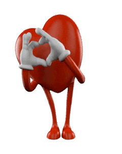 a red heart with arms and legs making a heart with its hands
