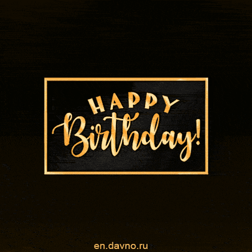 a black and gold birthday card with fireworks in the background