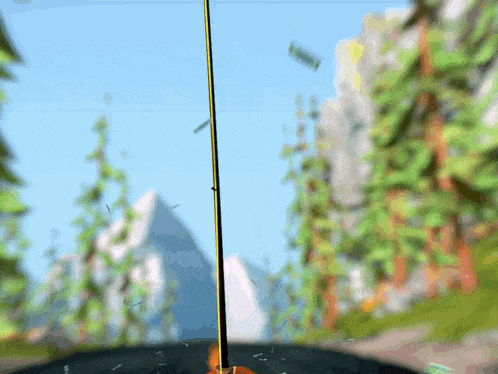 a fishing rod with a fish on it in the water