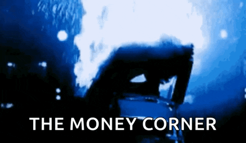 a blue background with the words the money corner