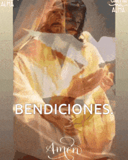 a painting of jesus with the words bendiciones written above him