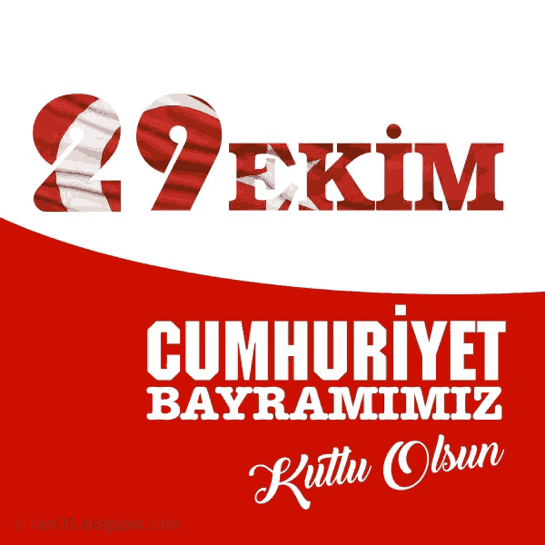 a red and white poster with the words cumhuriyet bayramimiz