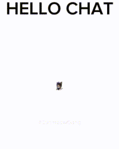 a stuffed animal with x 's on its eyes and the words hello chat written above it