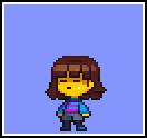 a pixel art drawing of a goat wearing a purple dress