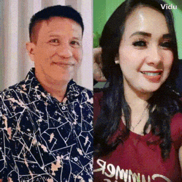 a man and a woman are standing next to each other and smiling