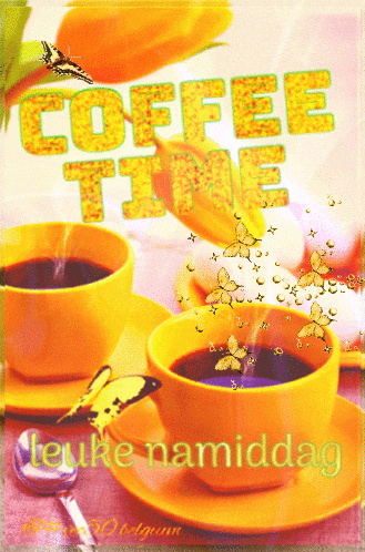 a picture of two cups of coffee with the words coffee time written on it