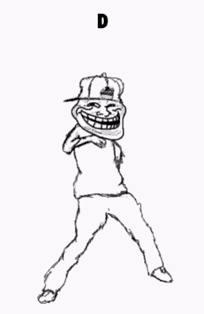 a drawing of a troll wearing a hat and smiling