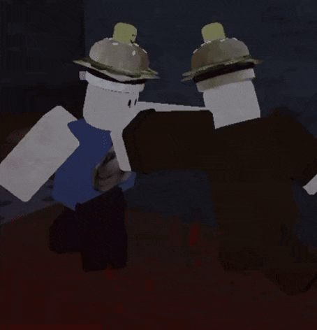two roblox characters wearing cowboy hats are dancing together