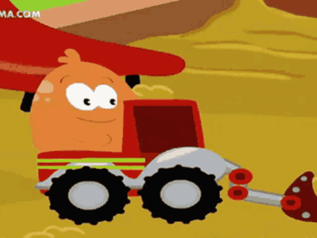 a cartoon drawing of a bulldozer with the website ma.com in the bottom right corner
