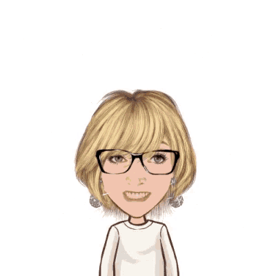 a cartoon of a woman wearing glasses with the words congrats behind her