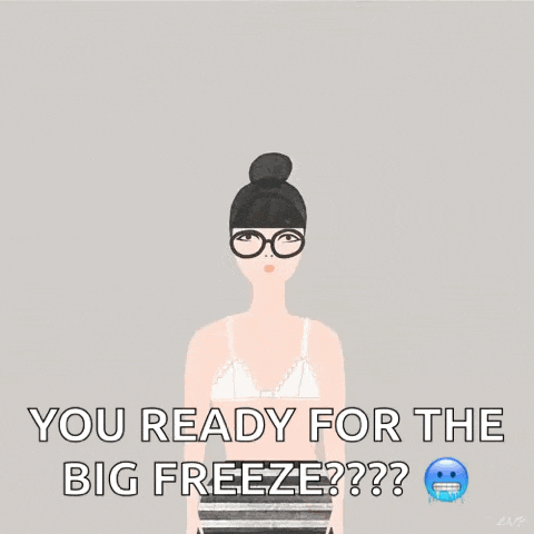 a cartoon of a person in a striped sweater with the words you ready for the big freeze