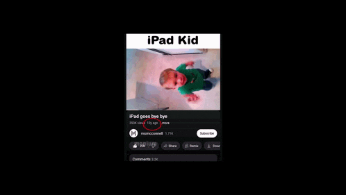 a picture of an ipad kid is on a black screen