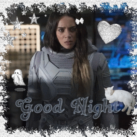 a picture of a woman in a space suit with the words good night written on it