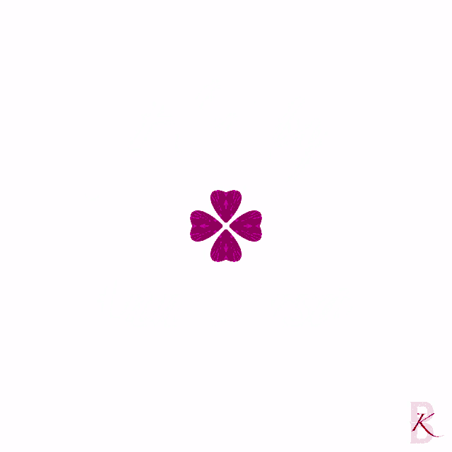 a circular pattern of red hearts on a white background with the letter k in the corner