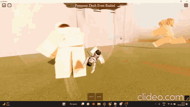 a screenshot of a video game shows a permanent death event enabled