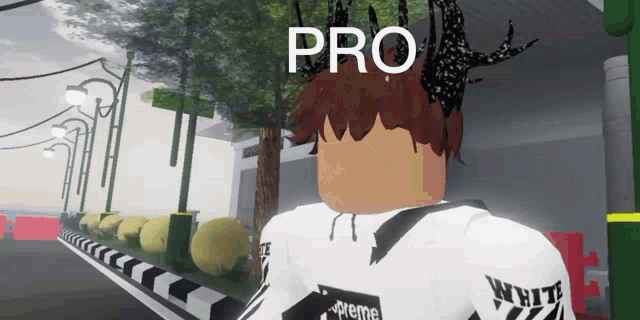a cartoon character with the word pro on the top of his head