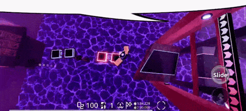 a video game with a slide button on the bottom right