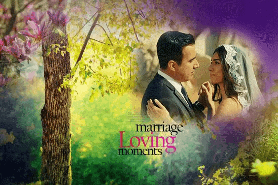 a picture of a bride and groom with the words marriage loving moments below them