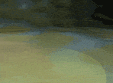 a painting of a landscape with a few circles in it