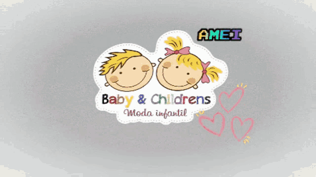 a sticker of a boy and a girl for baby & childrens