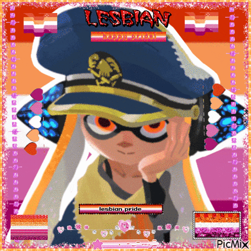 a picture of a cartoon character with the words lesbian on it