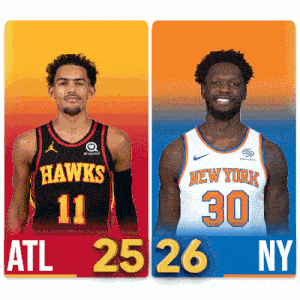 two basketball players one from the hawks and the other from new york