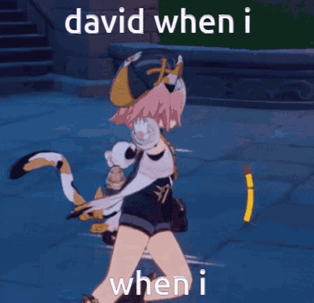 a cartoon character is dancing with the words david when i when i .