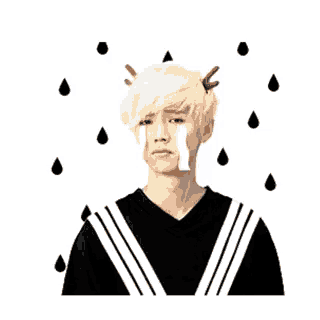 a man with antlers on his head is crying with tears coming out of his eyes