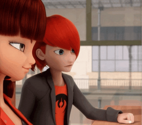 a couple of cartoon characters one of which has a red haired girl