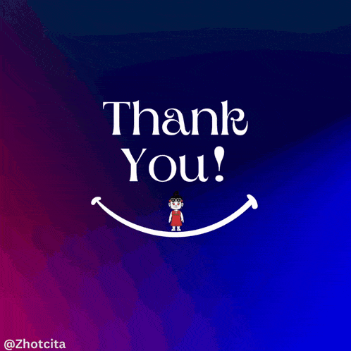 a thank you greeting card with a cartoon character