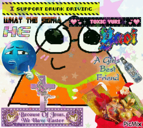 a poster that says i support drunk driving what the sigma he toxic yuri and a girl 's best friend