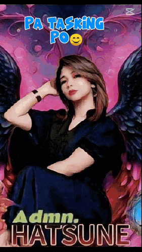 a painting of a woman with wings and the words admin hatsune on the bottom