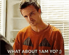 a man in a pumpkin sweater is asking what about 1 am yo ?