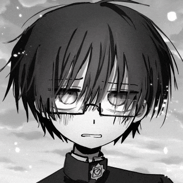 a black and white drawing of a person with glasses