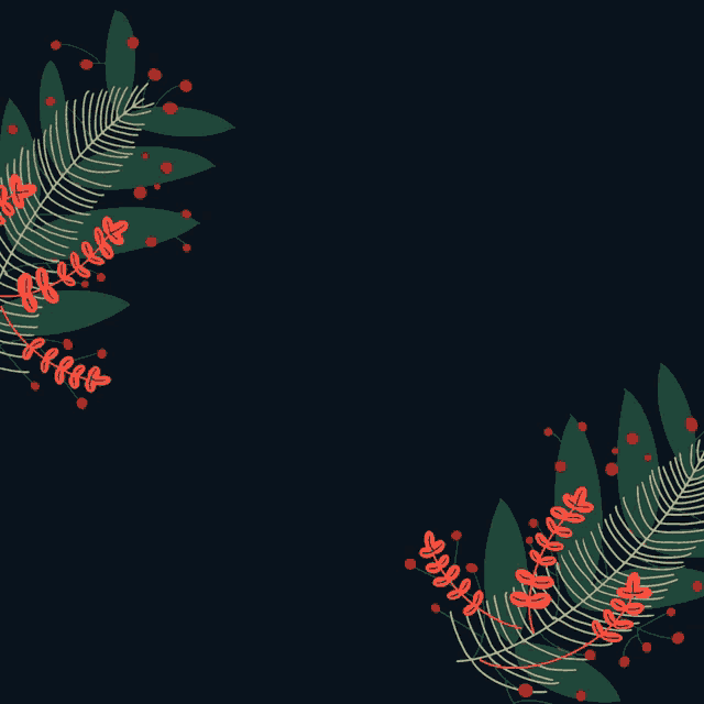 a black background with red leaves and berries and the words happy thanksgiving