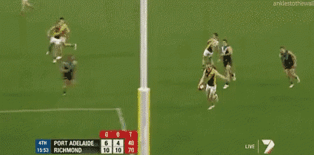 a soccer game between port adelaide and richmond is live