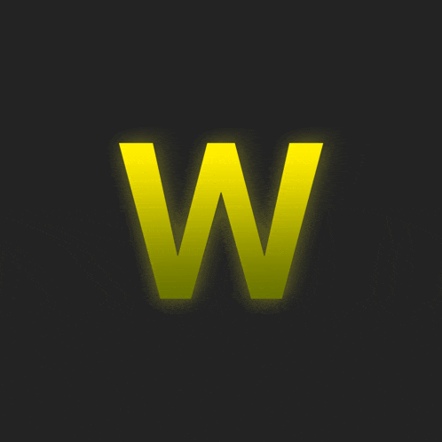 a yellow letter w is glowing on a dark background