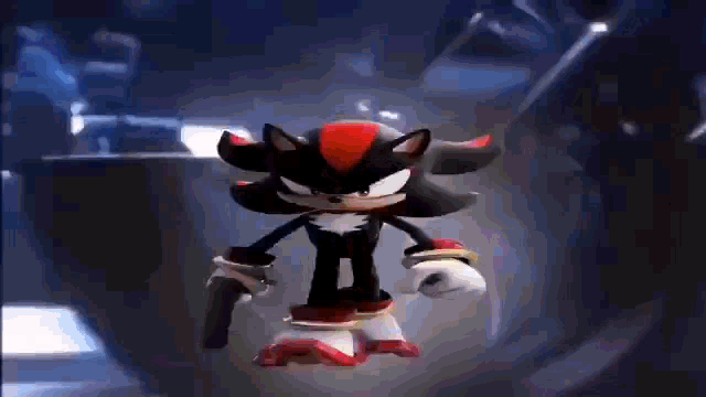 shadow the hedgehog is holding a gun in his hand .