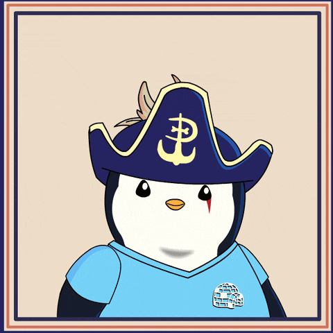 a penguin wearing a pirate hat with an anchor on it says i want you