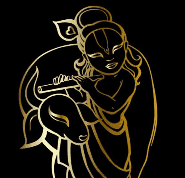a drawing of a person playing a flute with a peacock feather on their head .