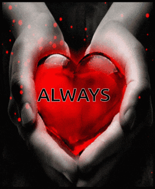a person holding a red heart with the word always on it